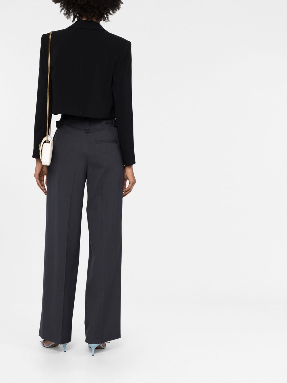 Shop Pinko Cropped Crepe Blazer In Black