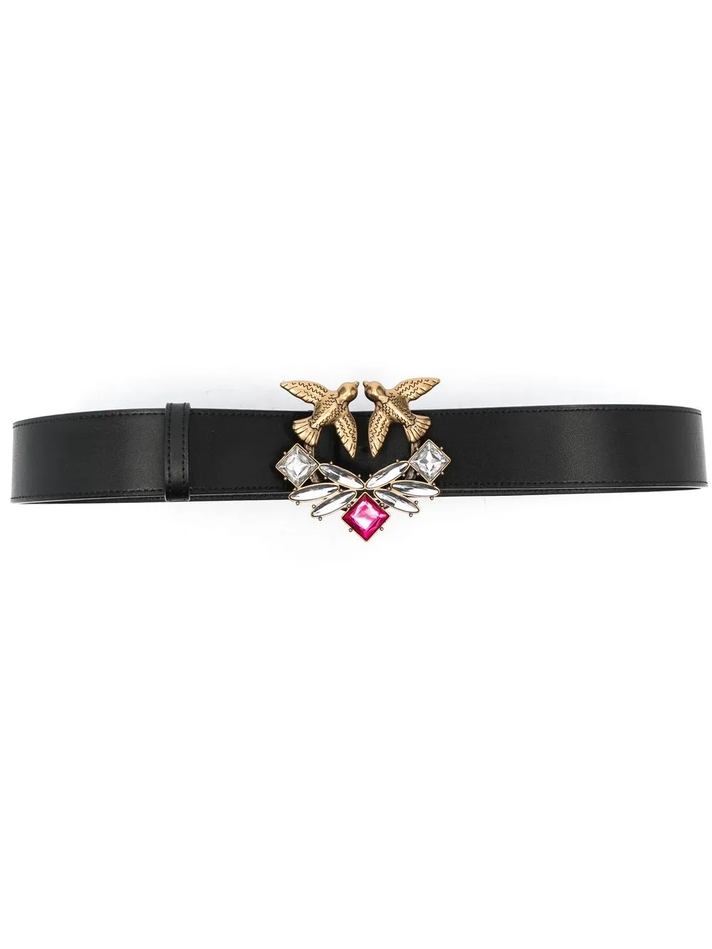 

PINKO Love Berry crystal-embellished leather belt - Black