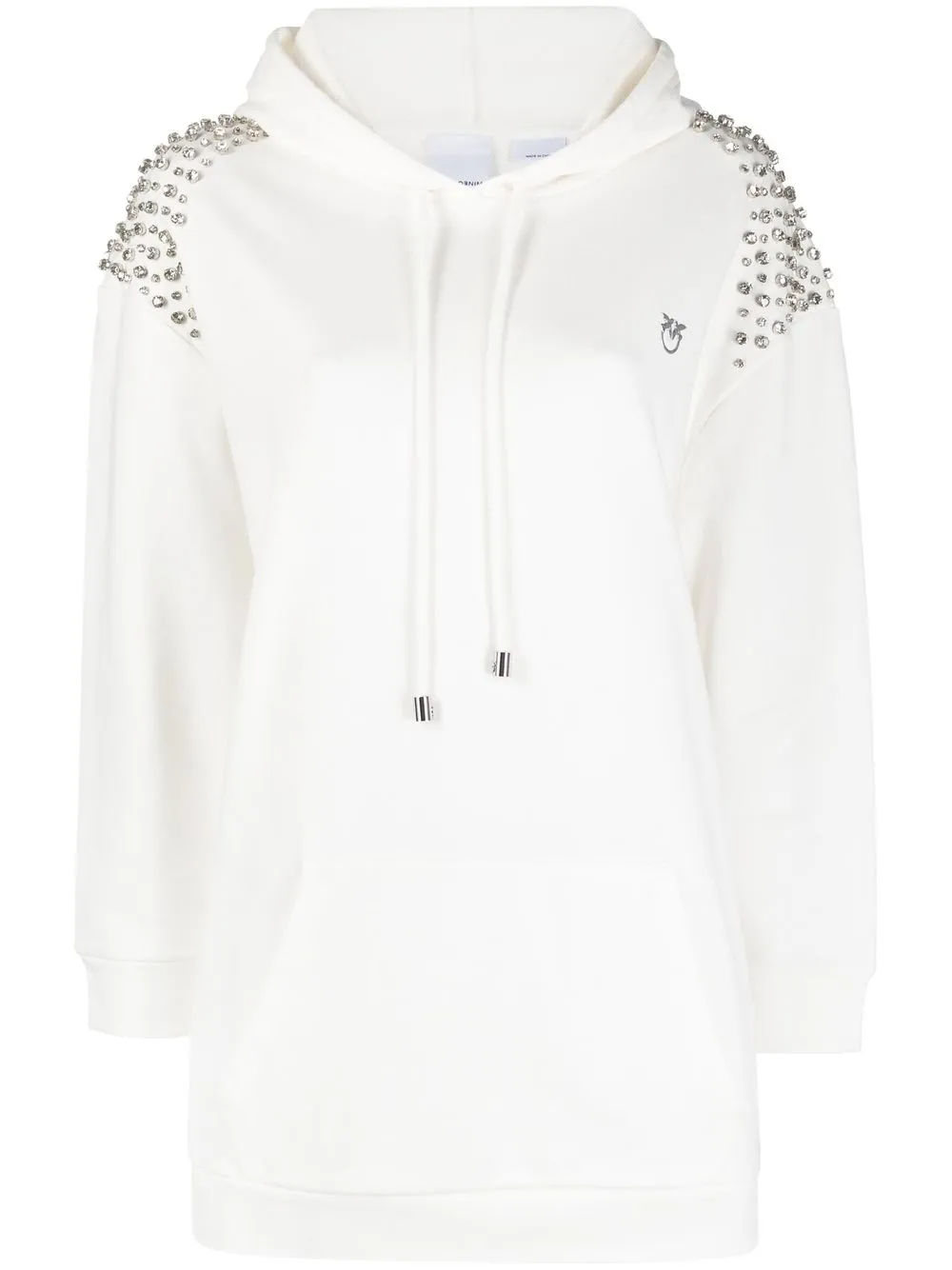 Pinko Crystal-embellished Hoodie In 白色