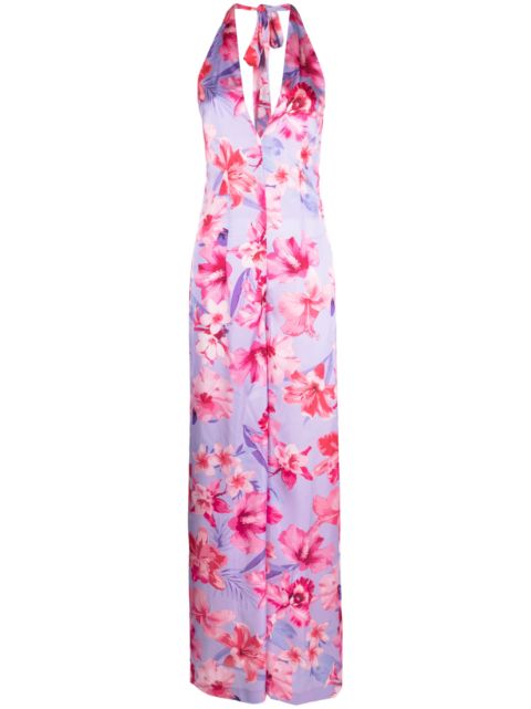 PINKO floral-print satin jumpsuit