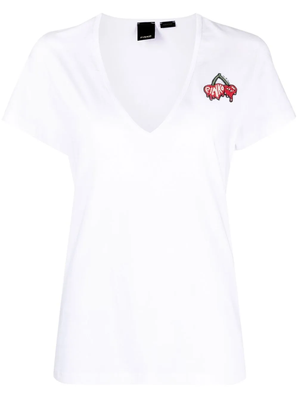 

PINKO logo-print V-neck short-sleeved T-shirt - White