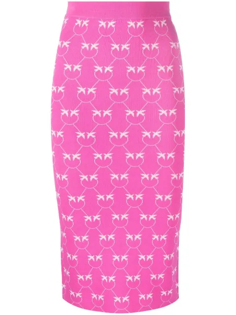 PINKO Love Birds monogram knitted skirt