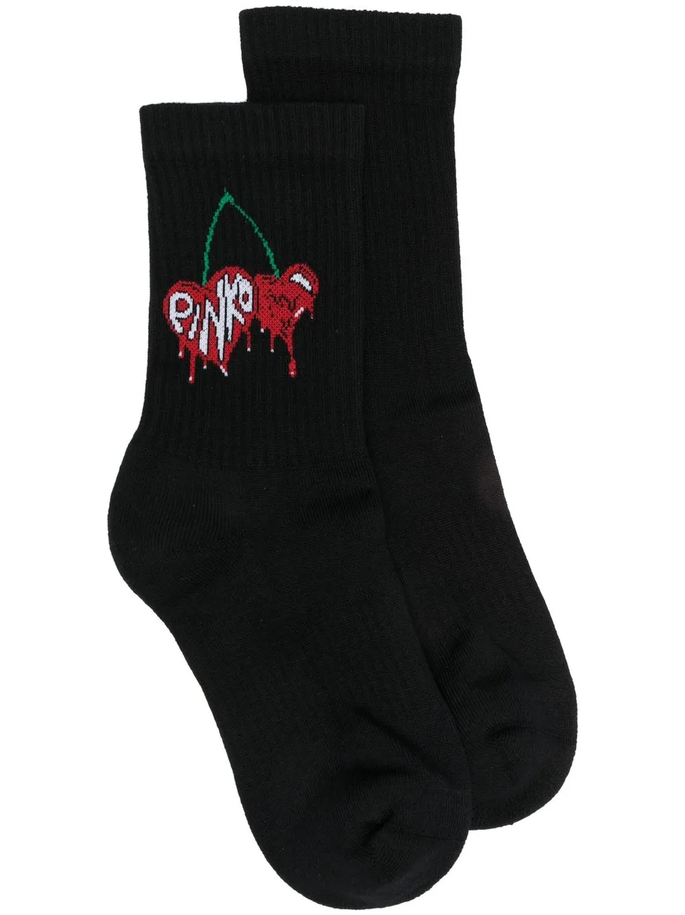 

PINKO logo cherry-print socks - Black