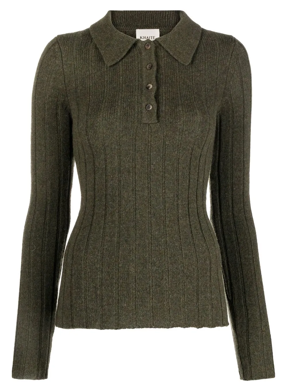 

KHAITE cashmere polo-neck jumper - Green