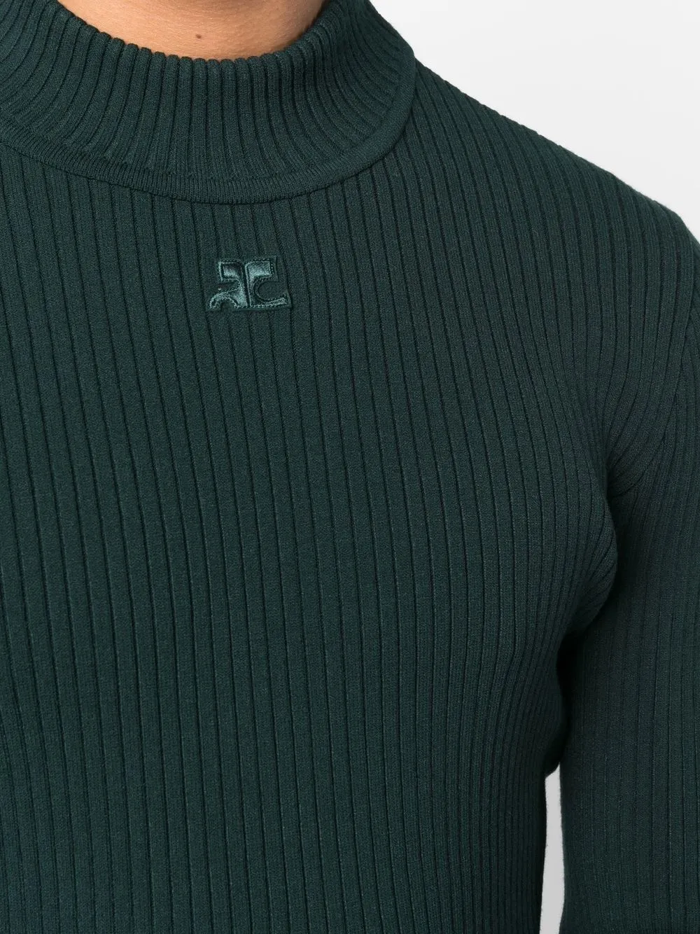 Courrèges Ribbed-knit Jumper In Green