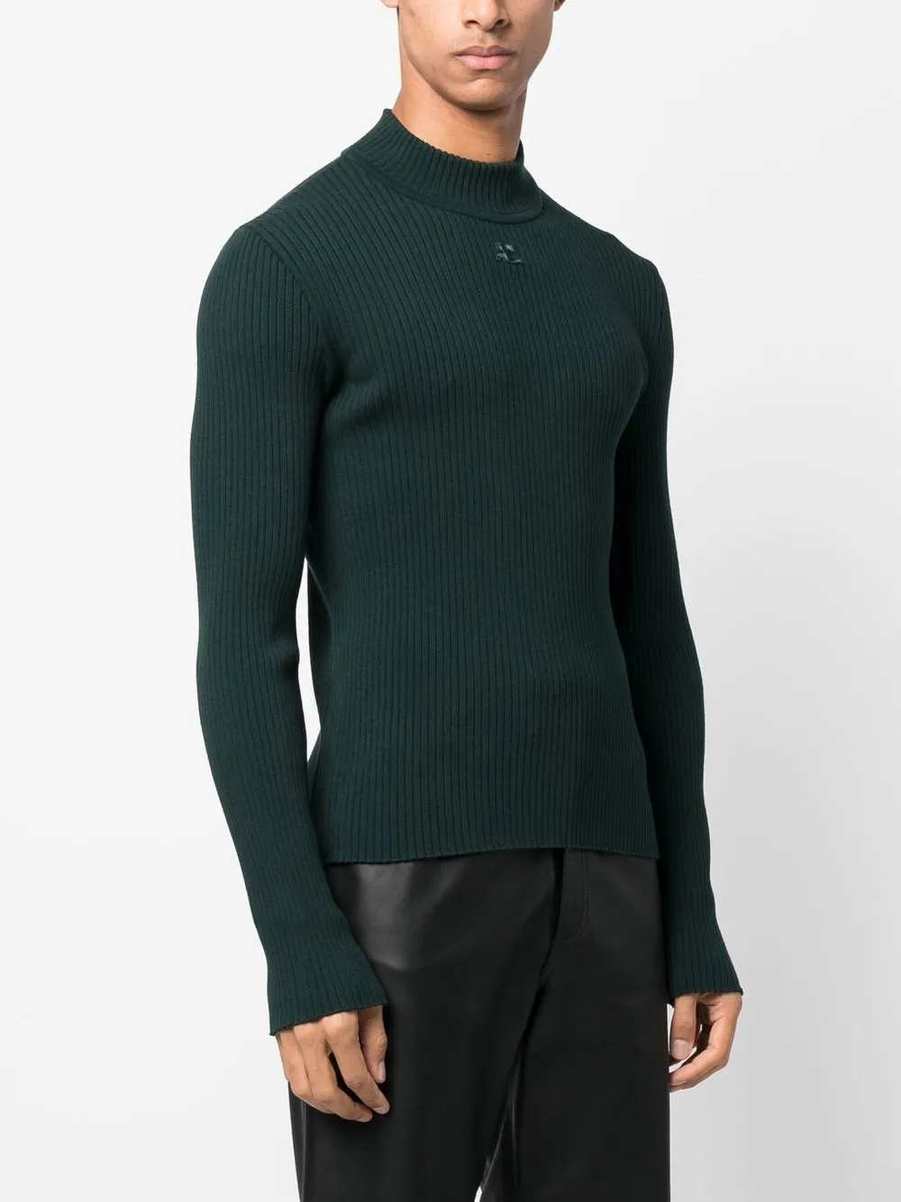 Courrèges Ribbed-knit Jumper In Green
