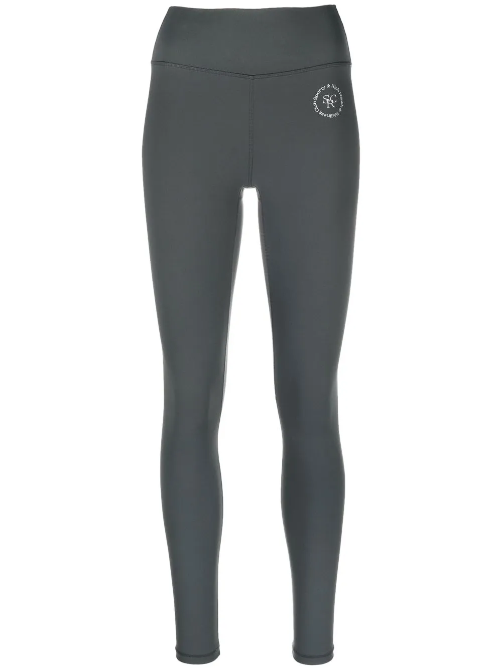 Sporty And Rich Logo-print Detail Leggings In Dark Grey/white
