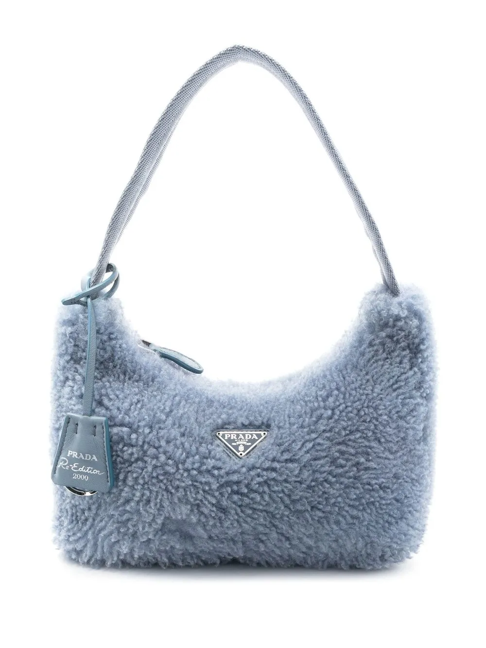 

Prada Pre-Owned 2000s pre-owned Re-Edition shearling logo plaque handbag - Blue