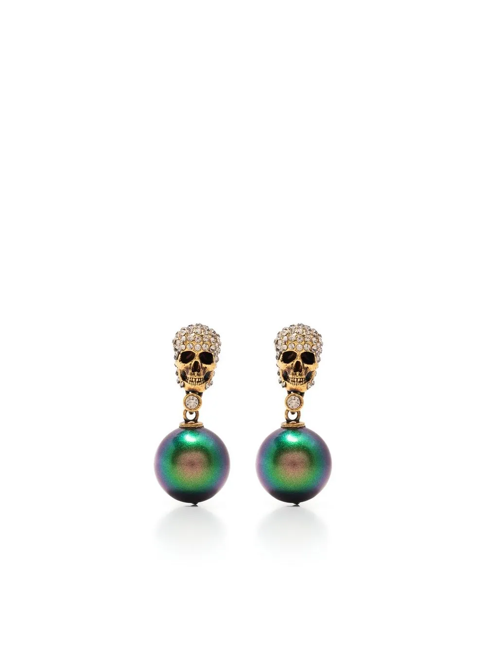 

Alexander McQueen pavé skull earrings - Green