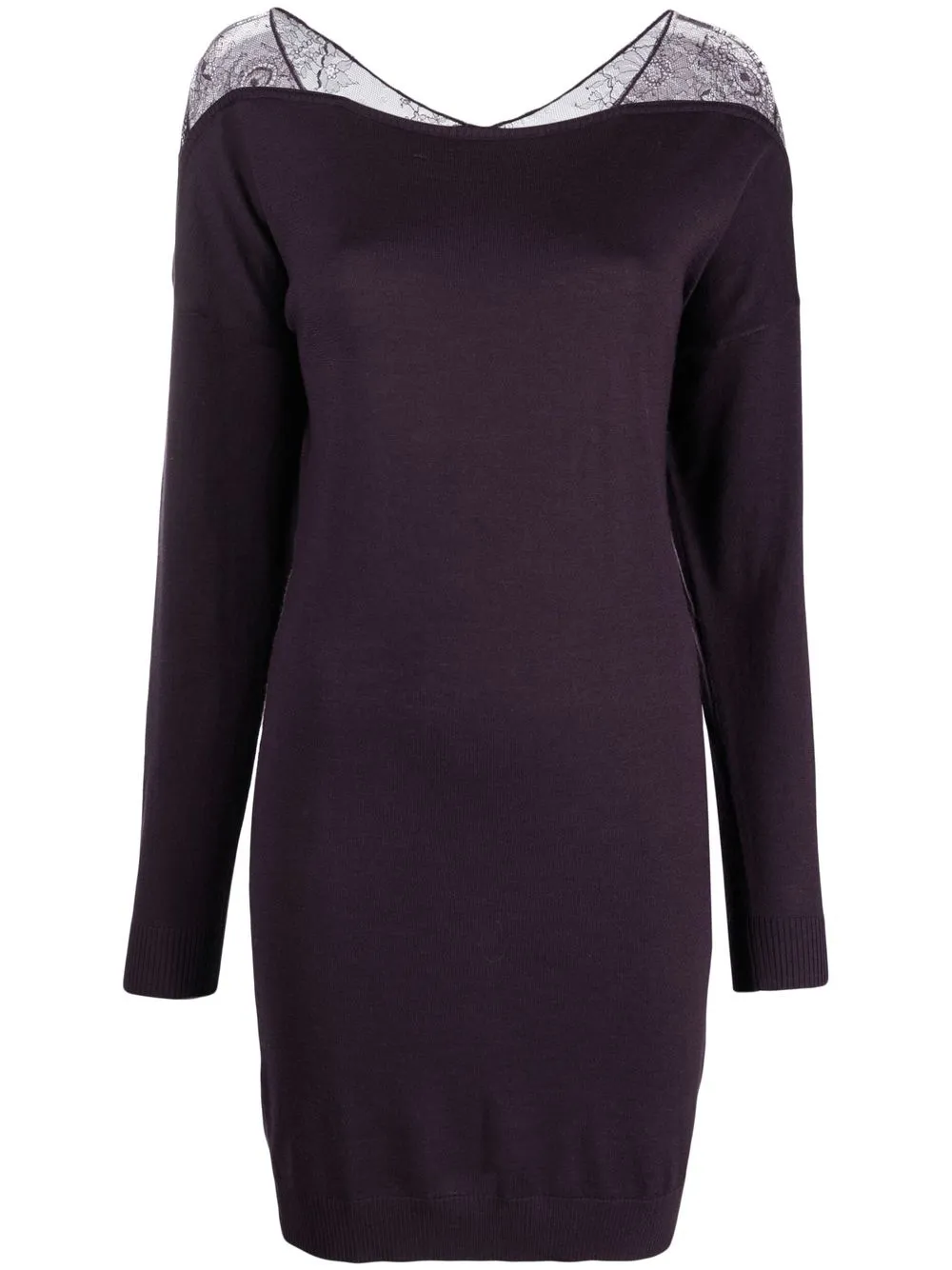 

Patrizia Pepe lace-panel knit dress - Purple