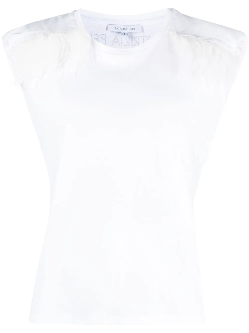 

Patrizia Pepe feather-trim sleeveless T-shirt - White