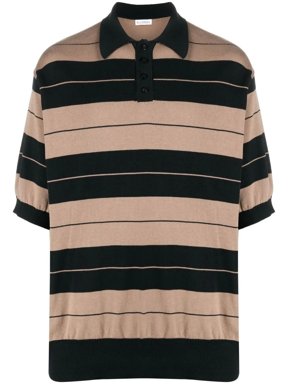 

Willy Chavarria striped knitted wool polo shirt - Black
