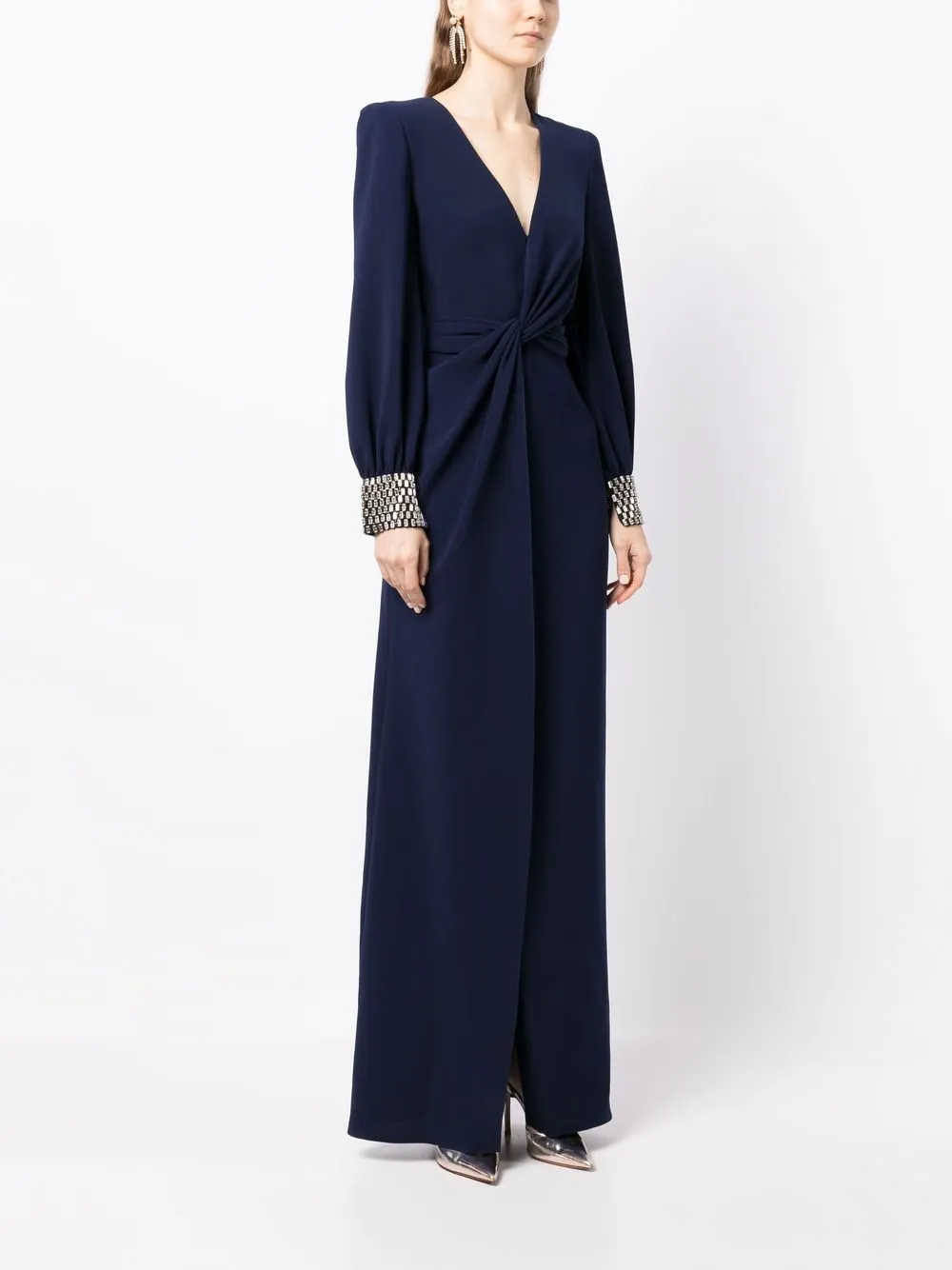 Jenny Packham Lala Abendkleid Mit Kristallen In Light Navy 