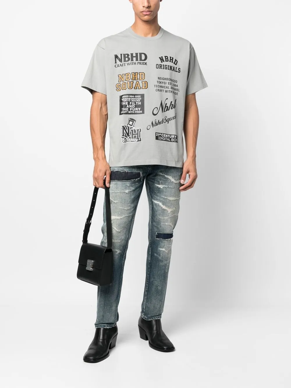 Neighborhood T-shirt met logo - Groen