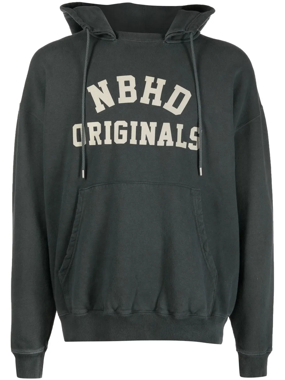 Neighborhood Logo Print Cotton Hoodie In Grey