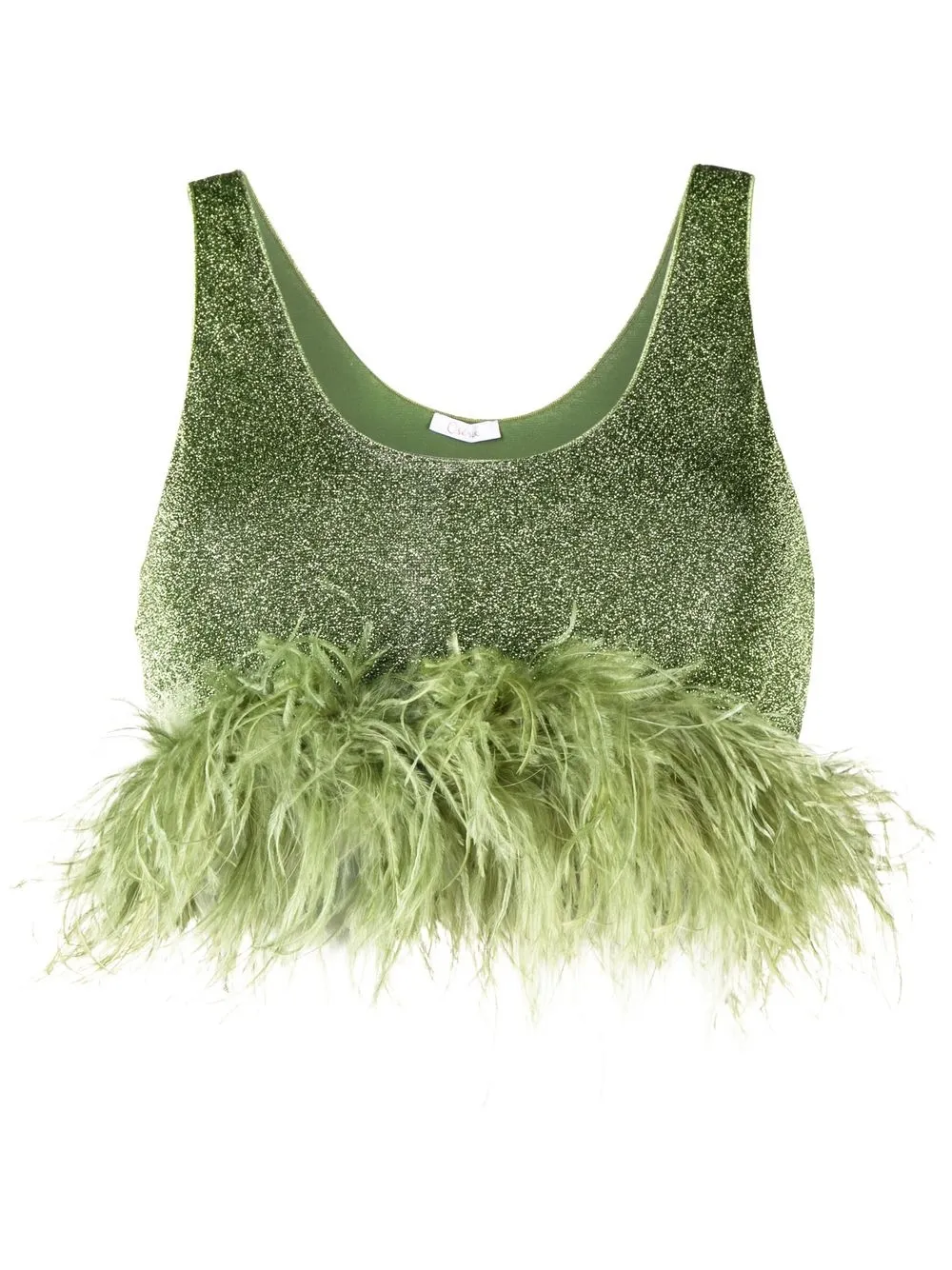 

Oséree feather-trim cropped vest - Green