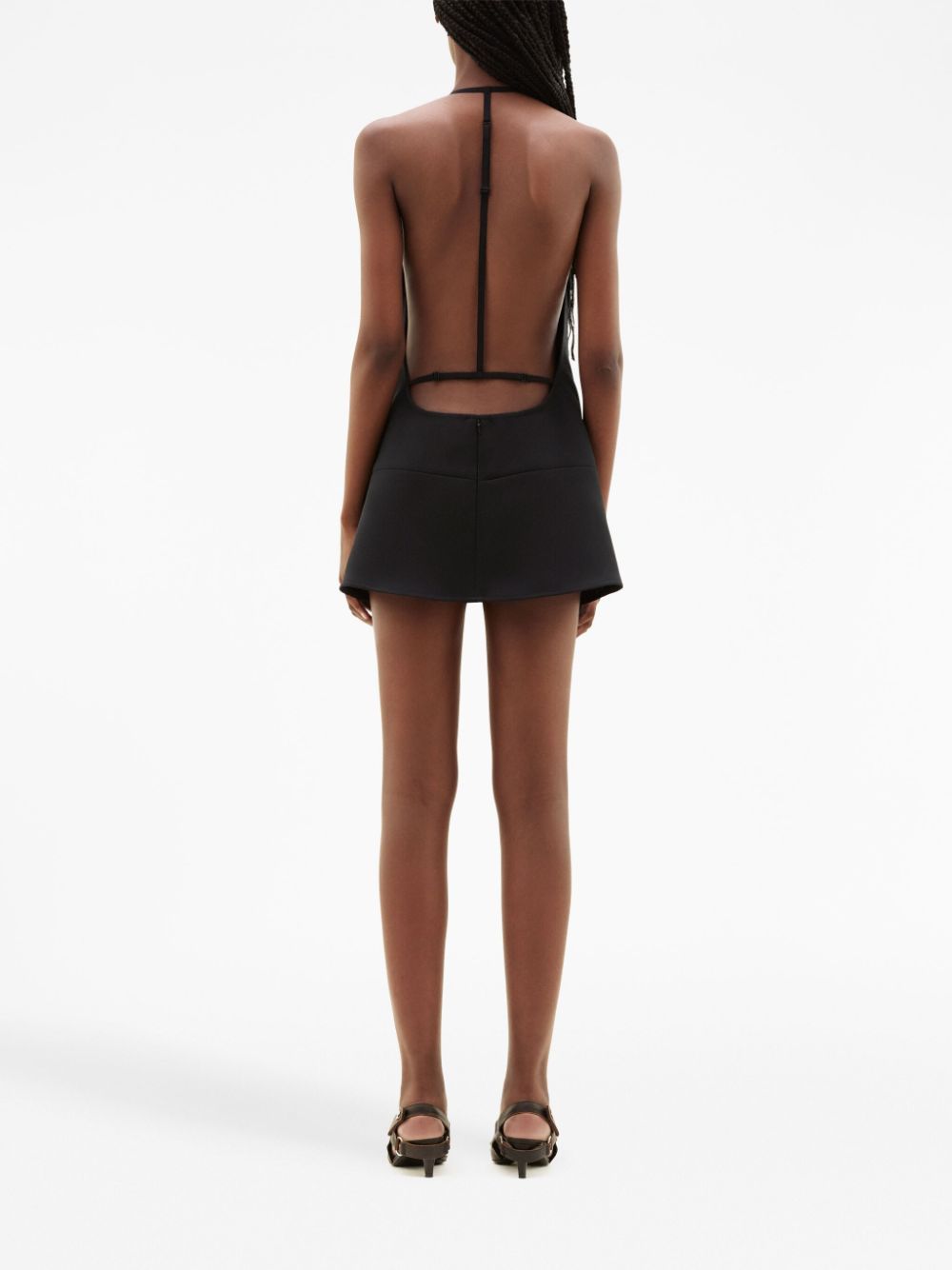 Shop Courrèges Backless Twill Mini Dress In Schwarz