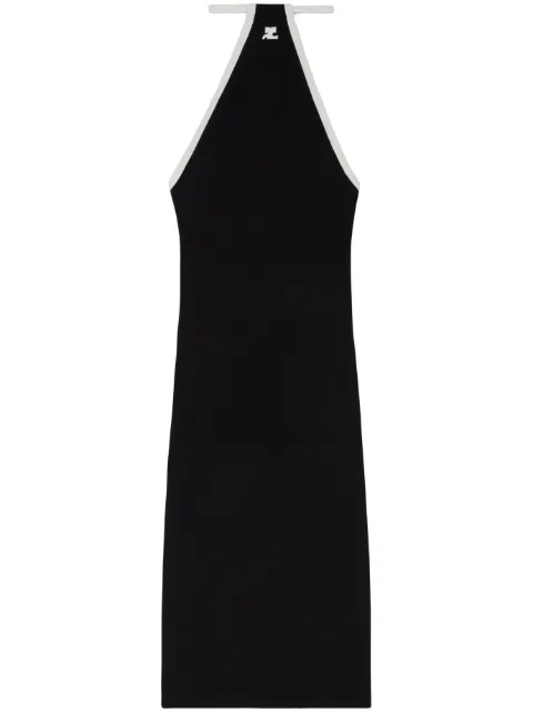 Courrèges logo-embroidered halterneck midi dress