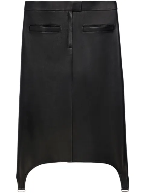 Courrèges suspenders-detail leather midi skirt