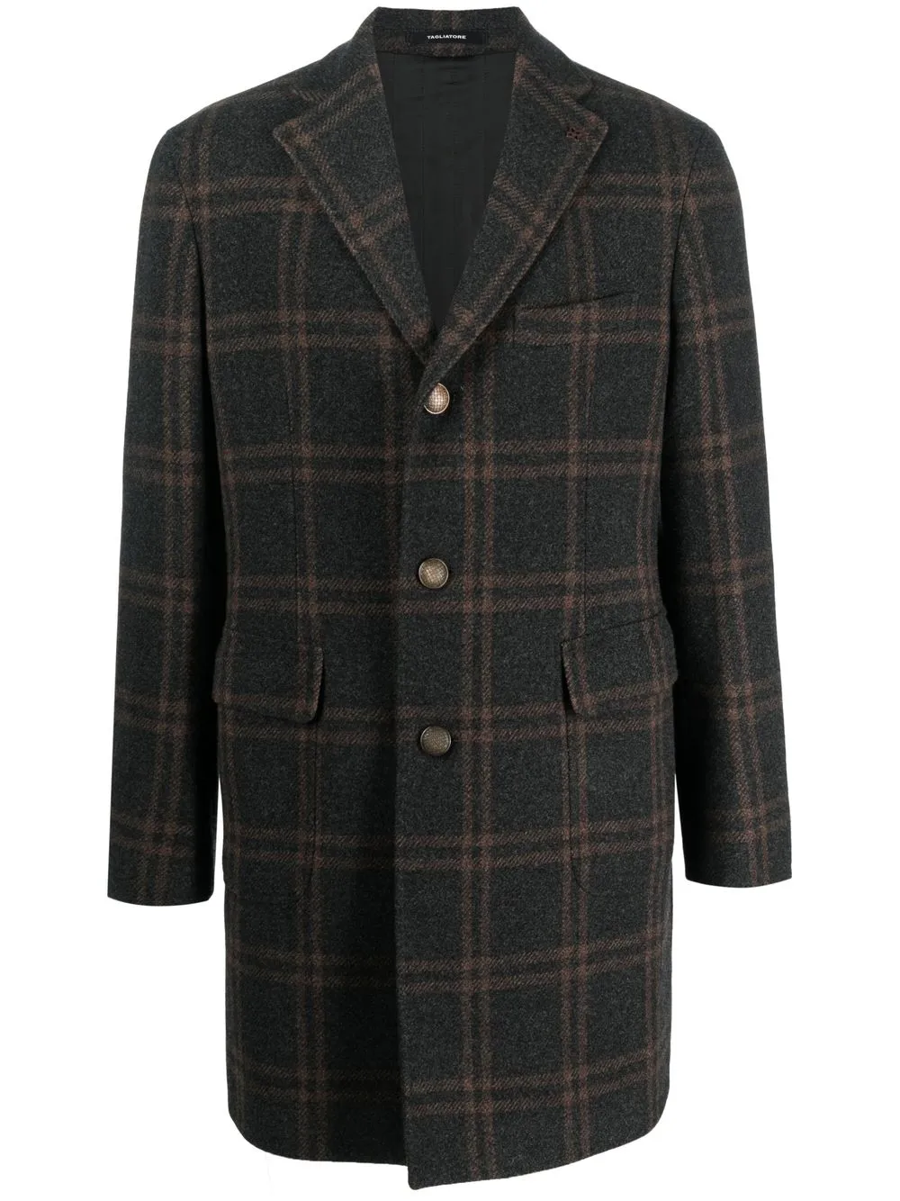 

Tagliatore checked single-breasted coat - Black