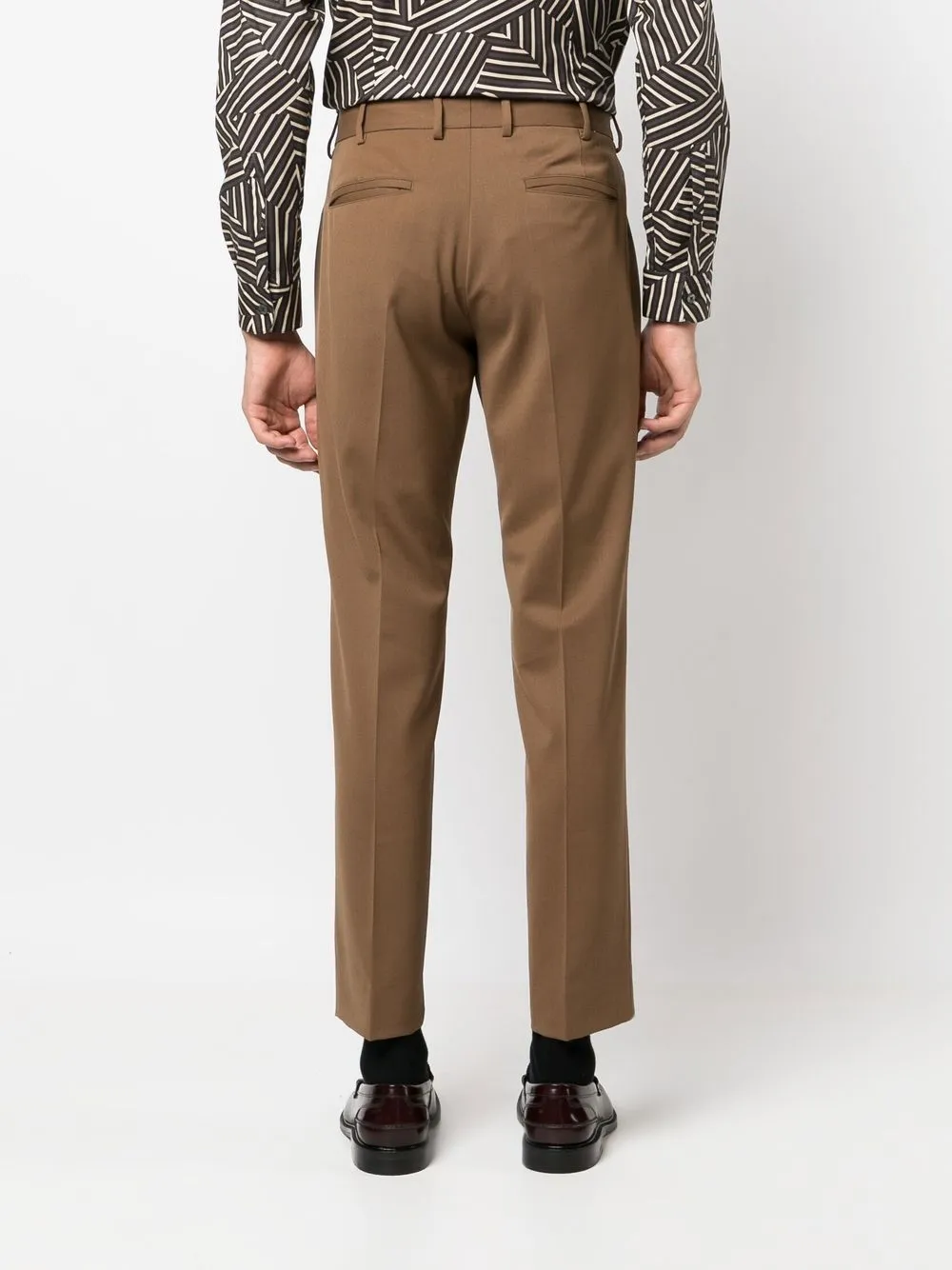 Pt Torino Stretch-wool Tapered Trousers In Brown