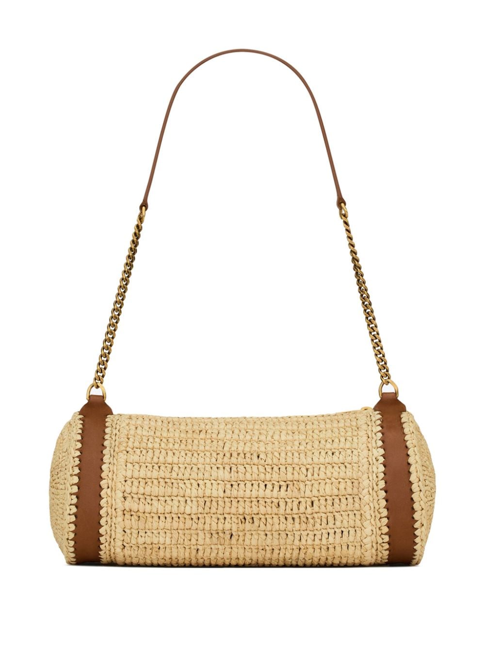 Shop Saint Laurent Small Sade Raffia Shoulder Bag In Nude