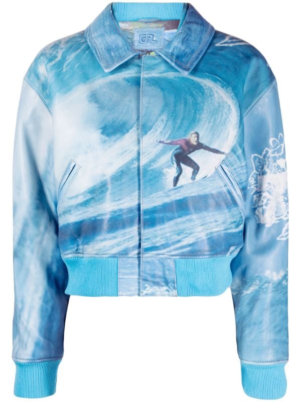 ERL graphic-print Leather Bomber Jacket - Farfetch