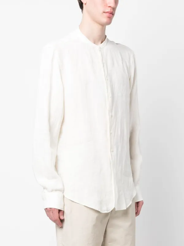 Ralph Lauren Purple Label バンドカラー リネンシャツ