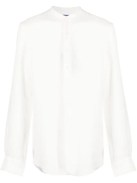 Ralph Lauren Purple Label band-collar linen shirt