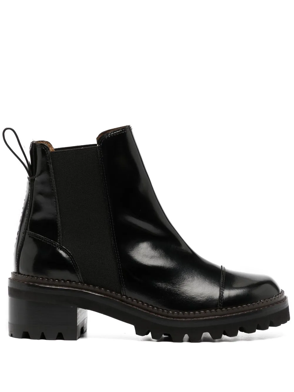 

See by Chloé pull-on leather boots - Black