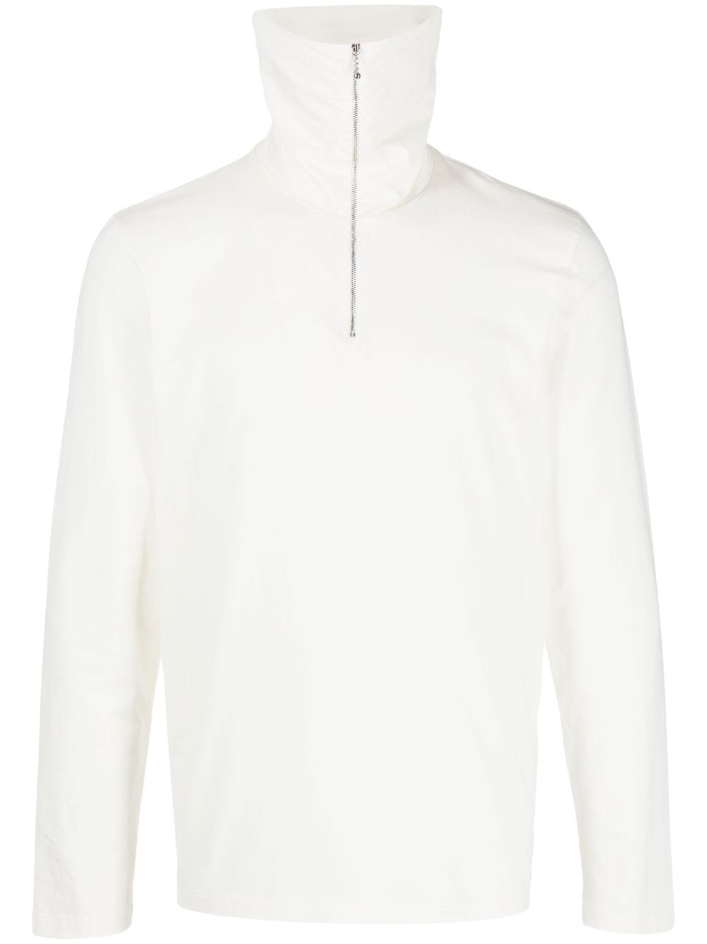 Jil Sander Spread-collar Half-zip Sweatshirt In White