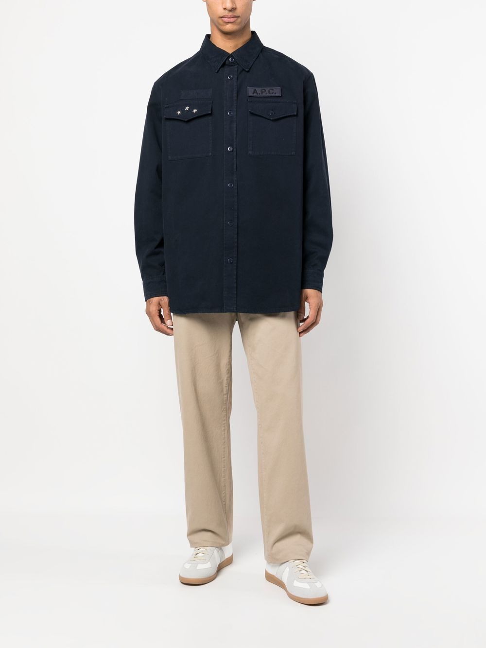 A.P.C. Shirtjack met logopatch - Blauw
