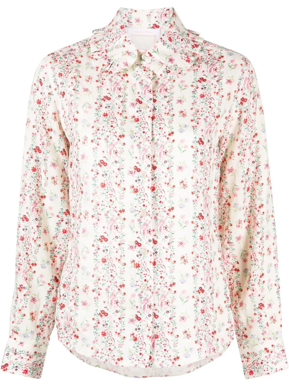 

See by Chloé floral-print linen shirt - White