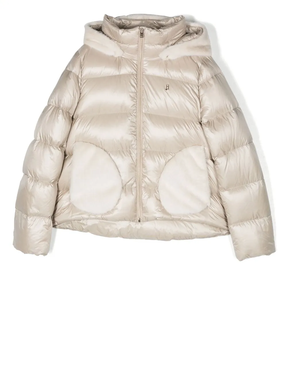 

Herno Kids faux-fur detail feather down jacket - Neutrals