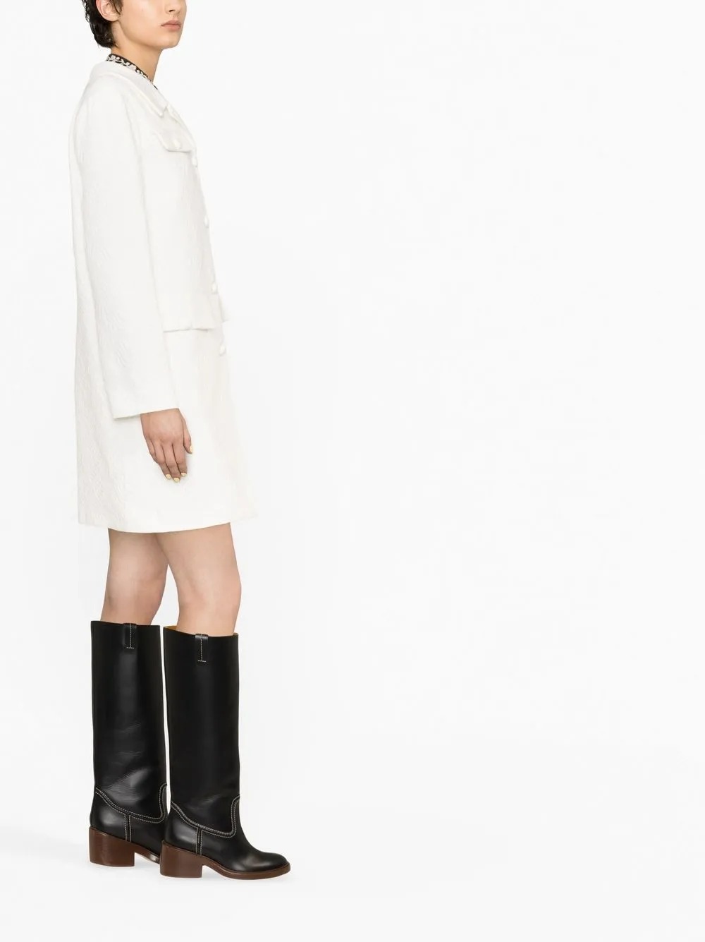  P.a.r.o.s.h. Matelassé Single-breasted Coat - White 