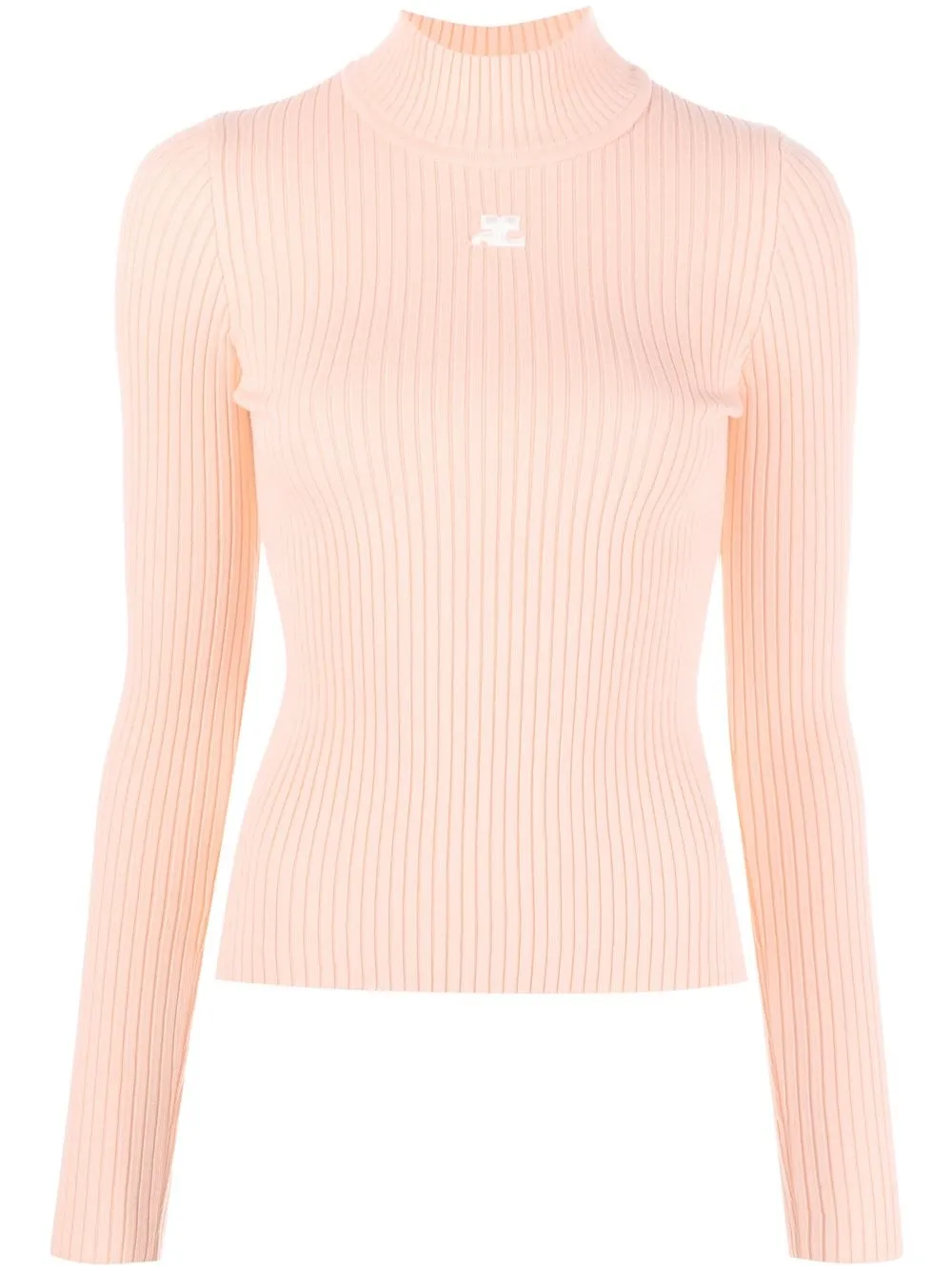 

Courrèges logo patch ribbed-knit top - Orange