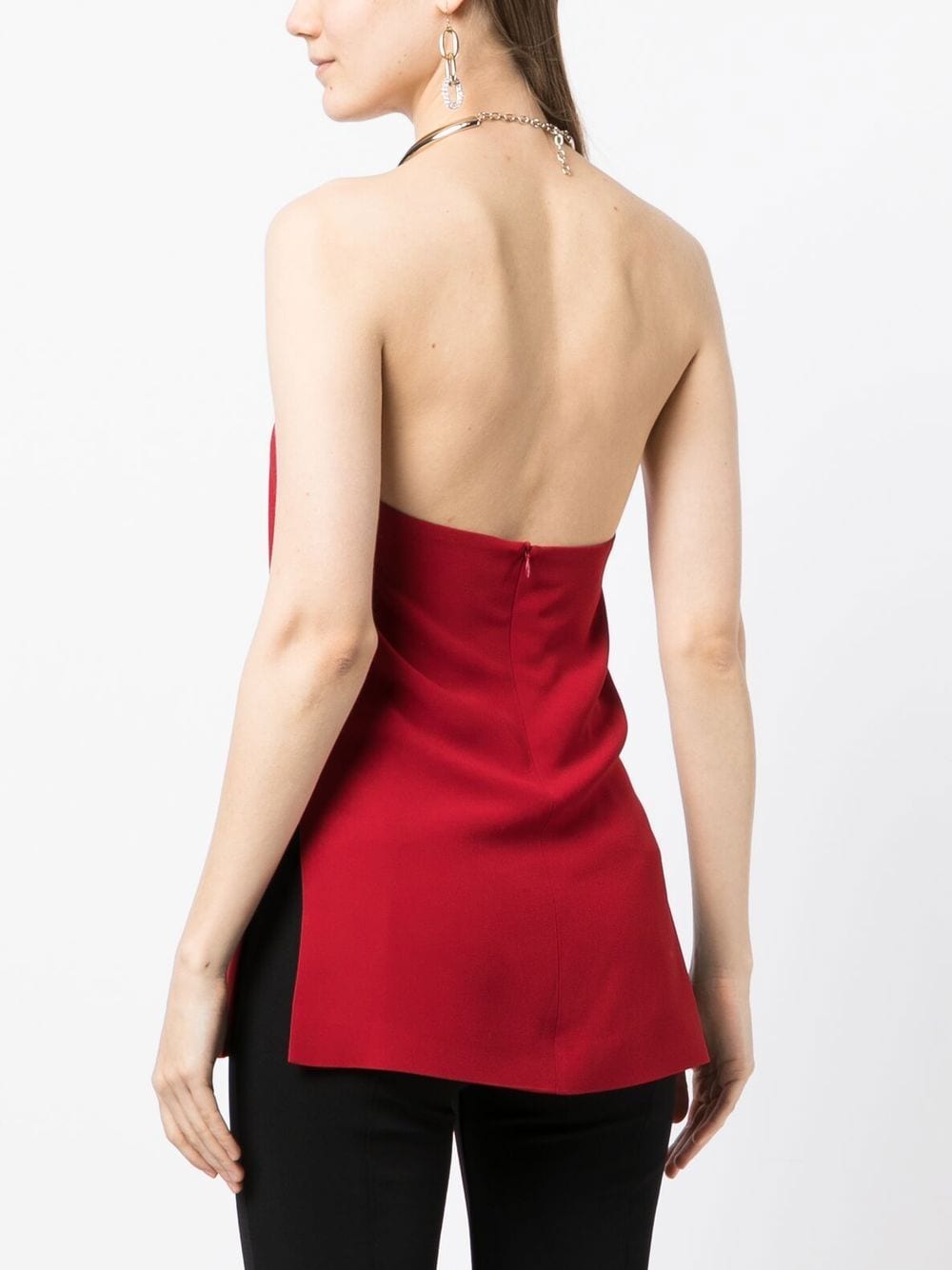 Shop Elie Saab Necklace-collar Halterneck Top In Red