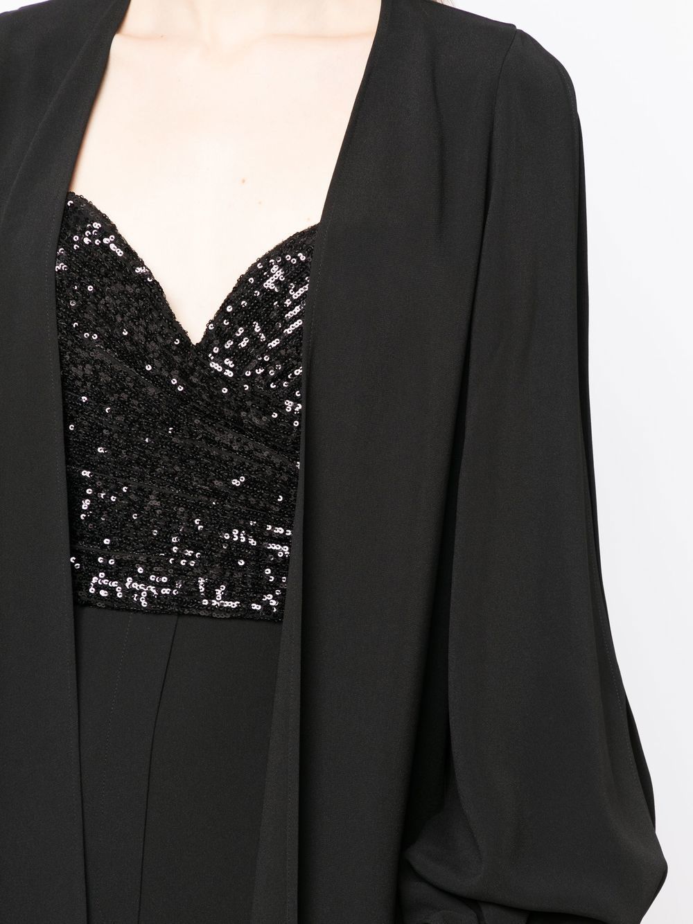 CAPE-DETAIL SEQUINED JUMPSUIT