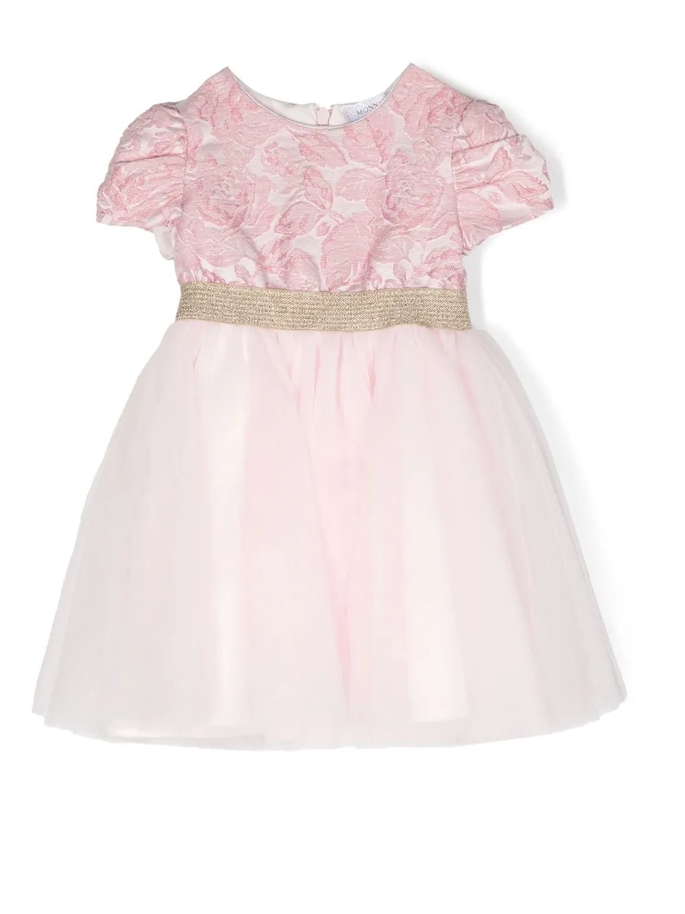 

Monnalisa metallic-trim puff-sleeve dress - Pink