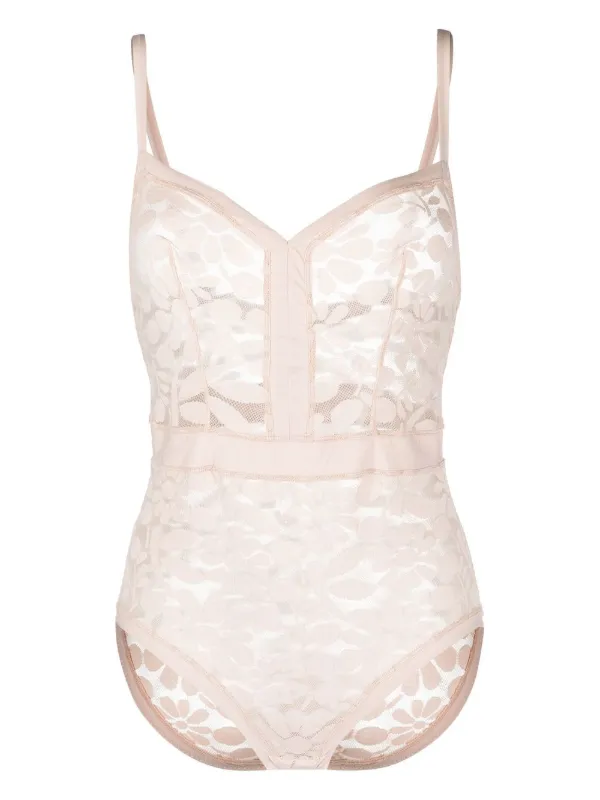 Off-White Sheer Lace Bodysuit - Farfetch