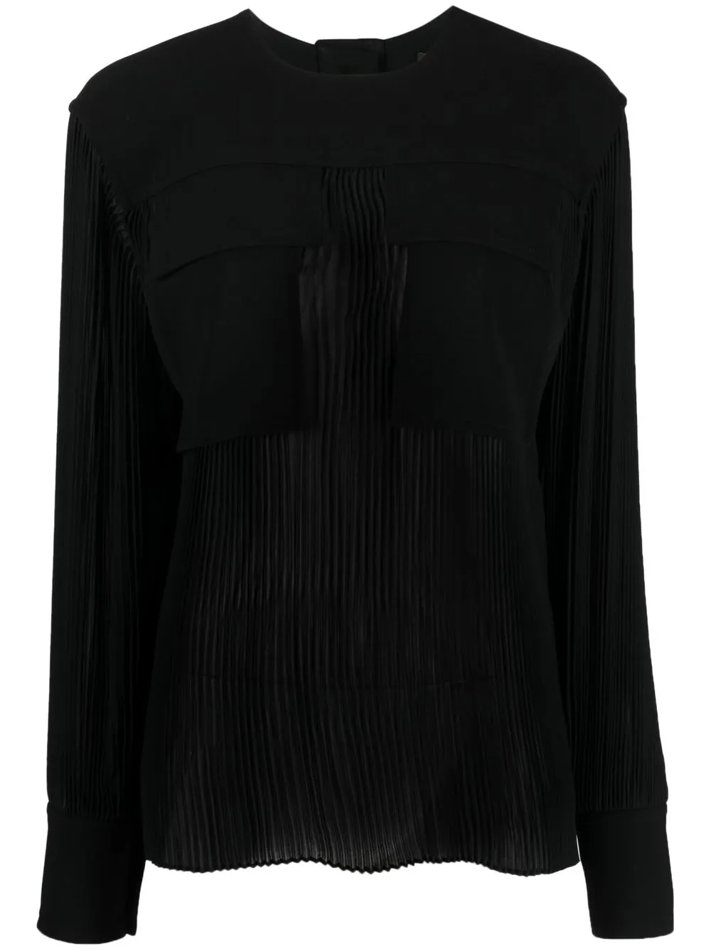 Proenza Schouler Fully-pleated Long-sleeved Blouse In Black