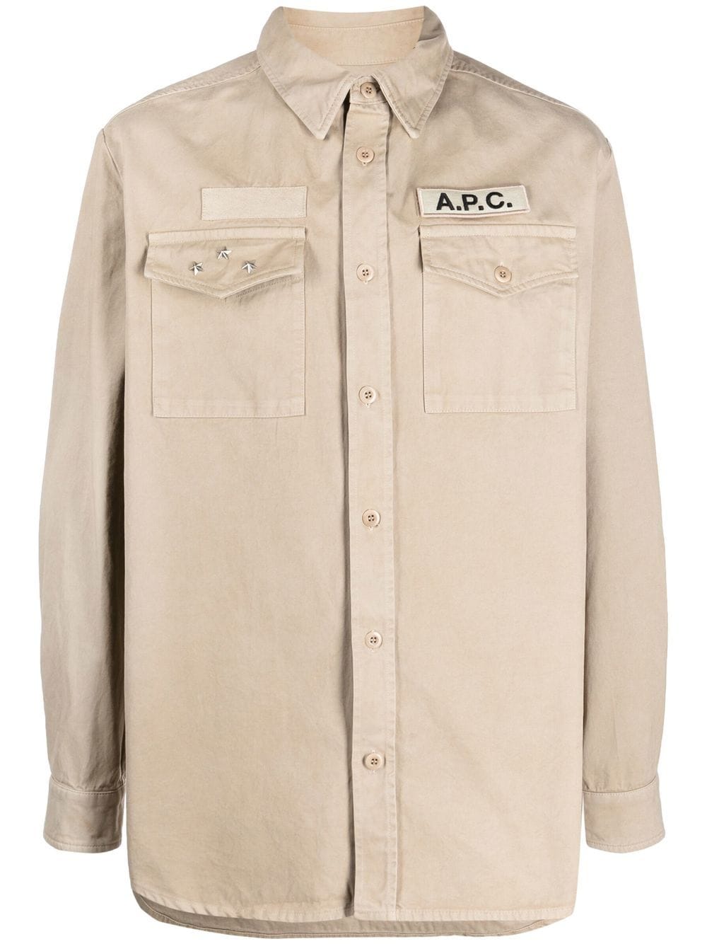 Apc Logo-patch Shirt Jacket In Neutrals