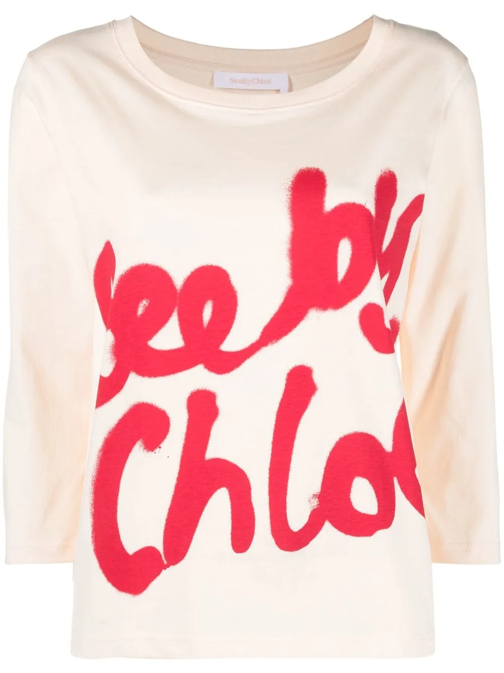 

See by Chloé top con logo estampado - Rosado