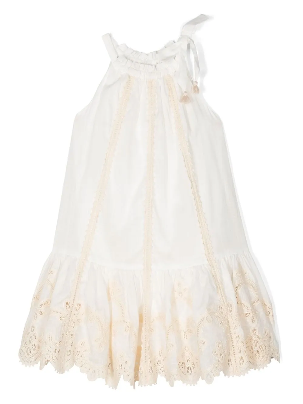 ZIMMERMANN LACE-TRIM HALTERNECK DRESS