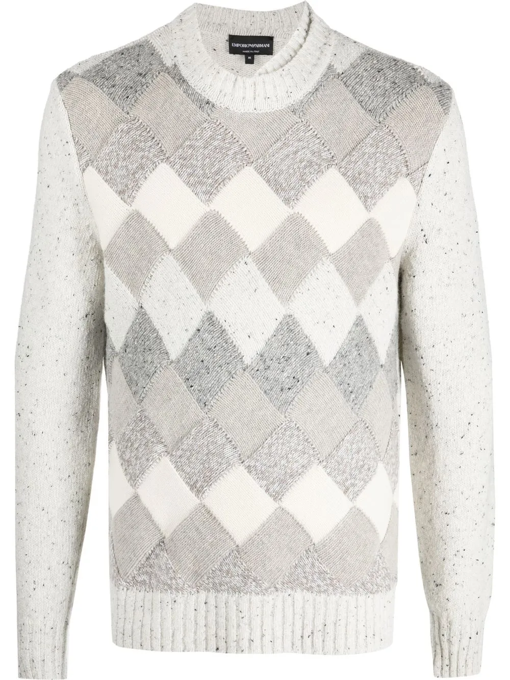 

Emporio Armani long-sleeve argyle-check jumper - Grey