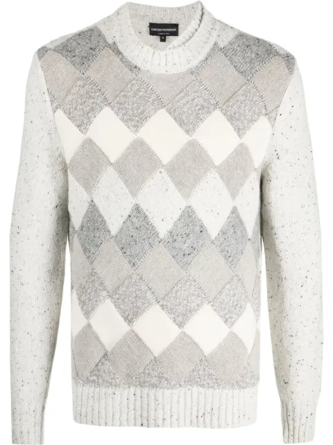Emporio Armani long-sleeve argyle-check jumper