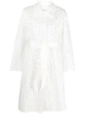 P.A.R.O.S.H. rhinestone-embellished cotton trench coat - White