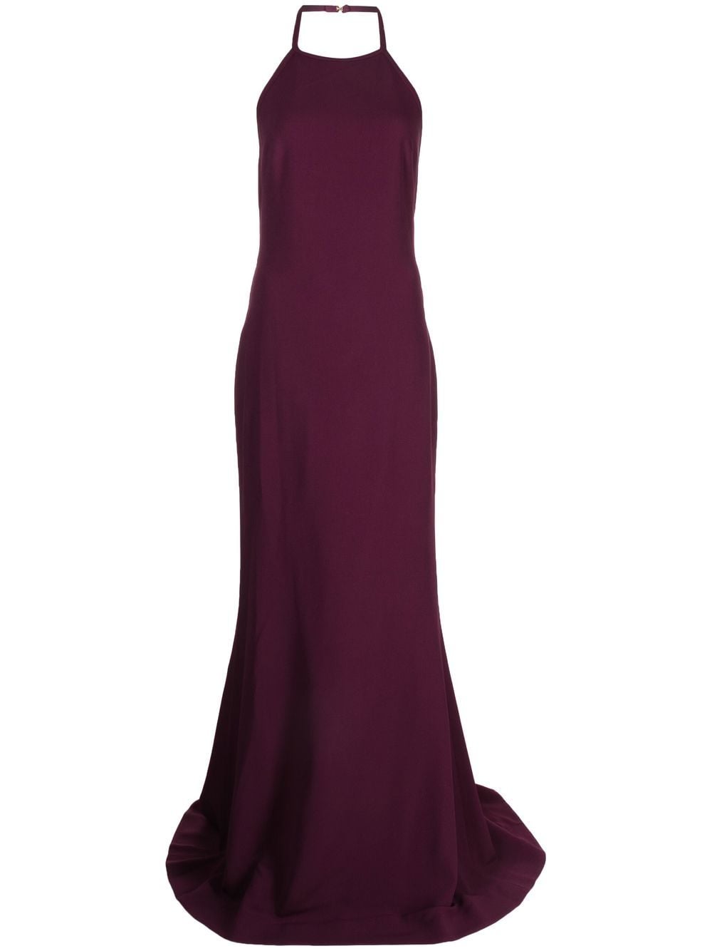 Shop Elie Saab Silk Crepe Halterneck Gown In Purple