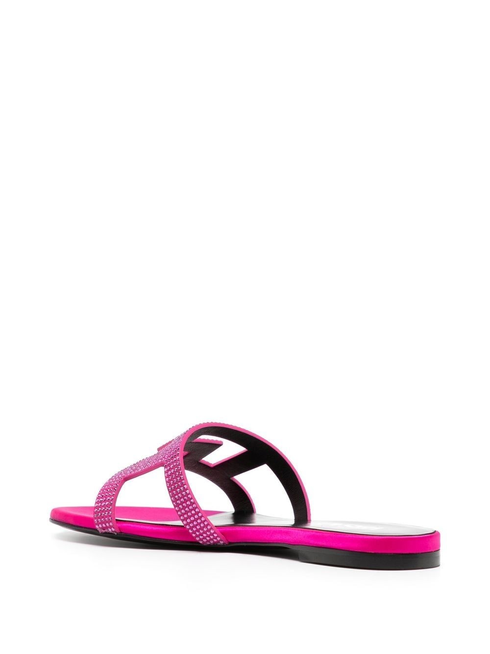 Shop Versace Greca Maze Crystal Flat Sandals In Pink