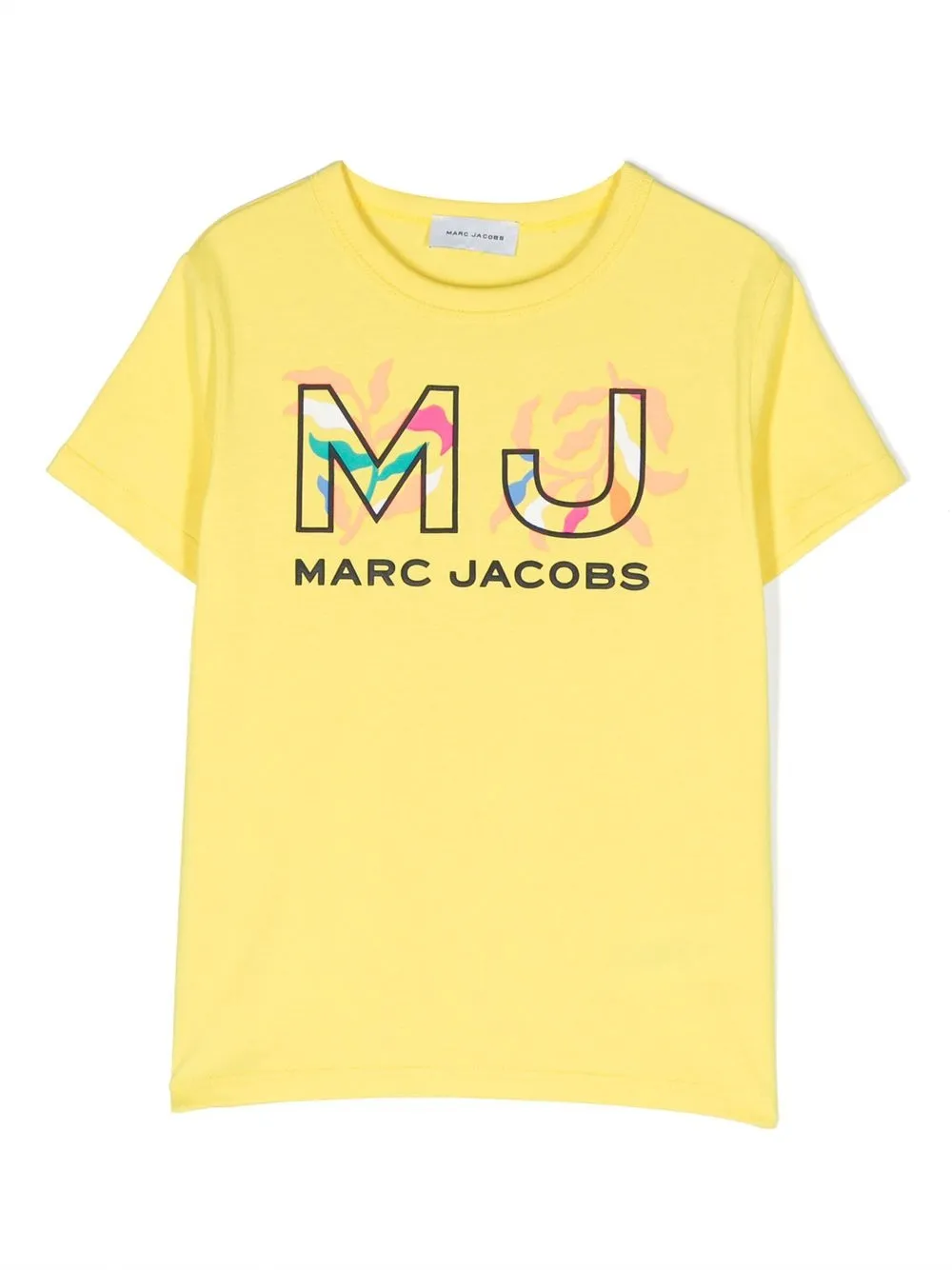 Marc Jacobs Kids flocked-logo crew-neck T-shirt - Yellow